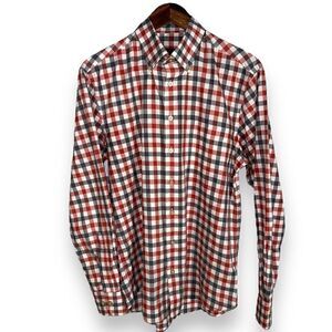 Scott Barber Red & Gray Check Oxford Button Down Shirt M